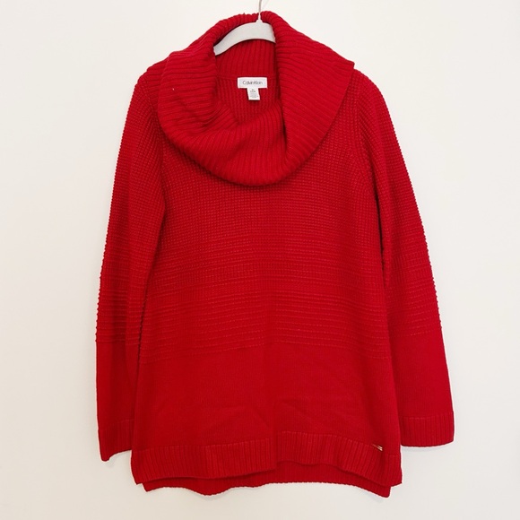 Calvin Klein Red Cowl Neck Sweater - Picture 2 of 3
